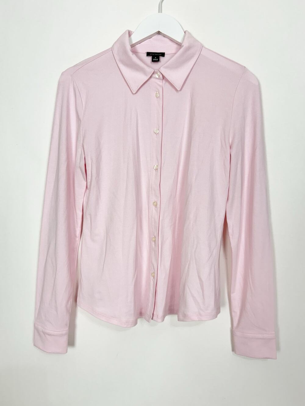 Ann Taylor Button Front Long Sleeve Polo Shirt